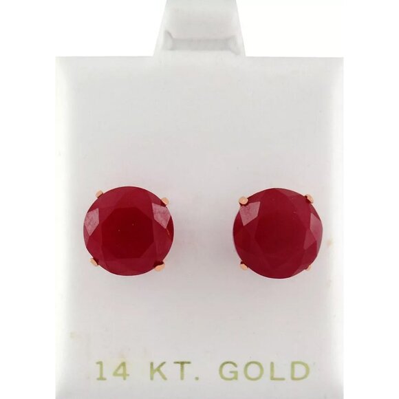 Genuine 10.28 Cts Ruby Stud Earrings 14k Rose Gold